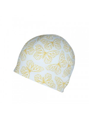 BJEŽ čepice s otvorem na cul&iacute;k BUTTERFLY gold