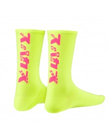 SUPACAZ ponožky KATAKANA - Neon Yellow and Neon Pink