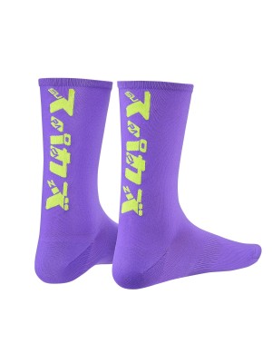 SUPACAZ ponožky KATAKANA - Neon Purple and Neon Yellow